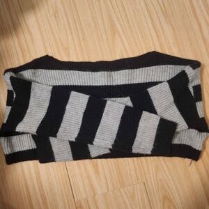 Black and Gray Striped Knit Top